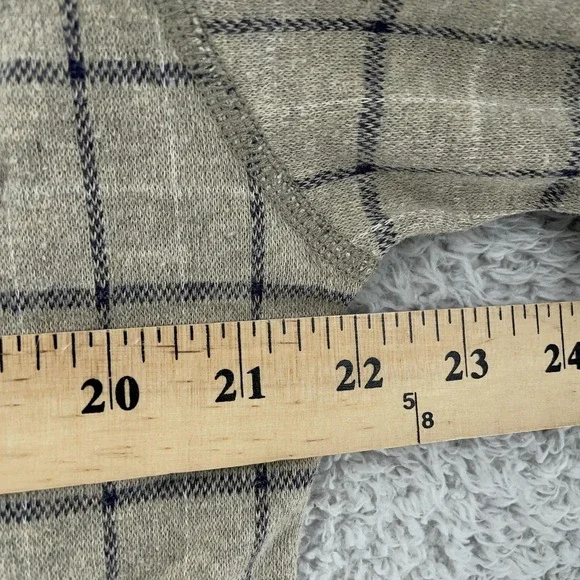 L.L. Bean Henley Shirt Mens Large Gray Windowpane Thermal Long Sleeve Made USA - Picture 4 of 7